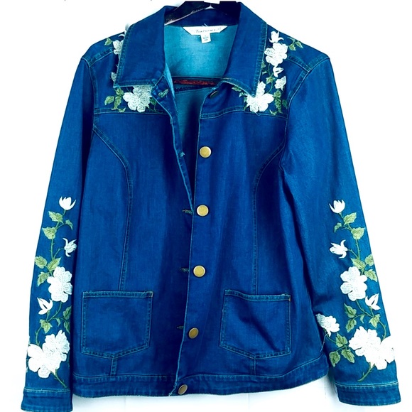 Tantrums Beautiful Denim Jean Embroidery Jean Jacket - Picture 1 of 5